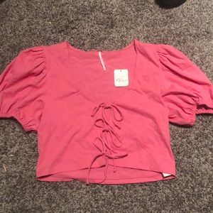 FREE PEOPLE pink cropped top